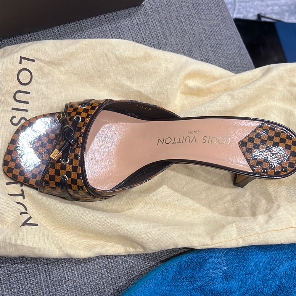 Louis Vuitton Brown and Black Mules with Iconic Monogram